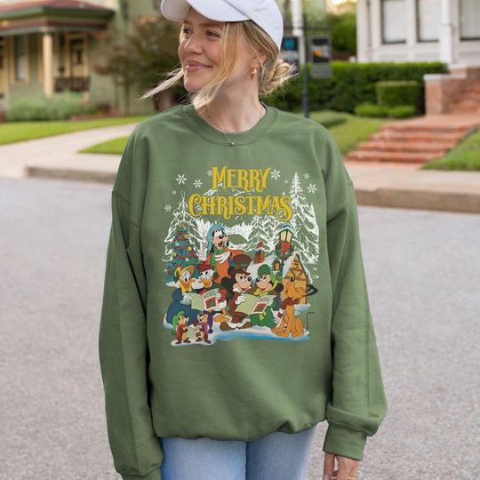 Discover Vintage Merry Christmas Mouse And Friends Sweatshirt, Mouse