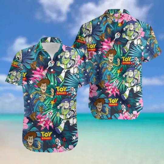 Discover Toy Story Hawaiian Button Down Shirt Unisex Adults S-5XL