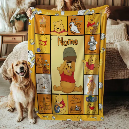 Discover Disney Winnie The Pooh Bear Blanket, Winnie The Pooh Pooh Custom Fleece Blanket