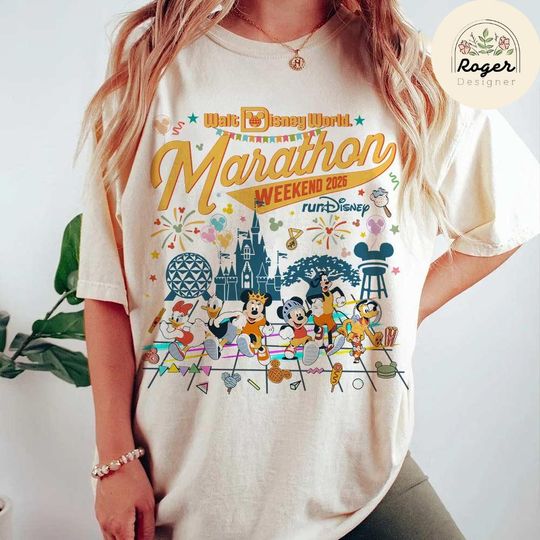 Discover runDisney Walt Disney World Marathon Weekend 2026 Shirt, Mickey and Friends Run Disney Epcot, Runner 5K 10K Half Marathon, Dopey Challenge