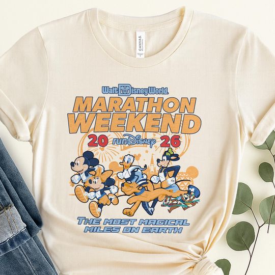 Discover Rundisney Walt Disney World Marathon Weekend 2026 Shirt, Mickey & Friends Run Disney Epcot Tee, Runner 5K 10K Half Marathon Matching NGYS14