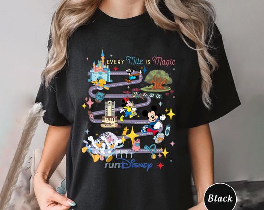 Discover Run Disney Every Mile Is Magic Shirt Disney Marathon Mickey n Friends Running Race Day Shirt Magic Kingdom Epcot Castle Running Tee AXLF10