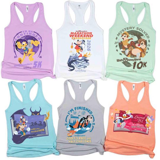 Discover Rundisney Marathon Weekend Passholder 2026 Group Tank Top, Disney Mickey & Friends Run 5k 10k Matching Tee, Goofy Race And Half Challenge