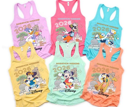 Discover Mickey And Friends runDisney Walt Disney World Marathon Weekend 2026 Shirt, Run Disney Castle Epcot, Runner 5K 10K Half Marathon Shirts
