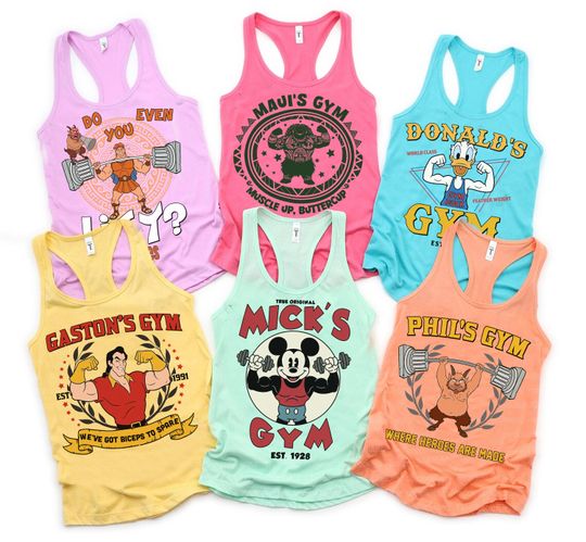 Discover Disney Mickey Mouse Mick's Gym Tee, Beauty and The Beast Gaston's Gym Tee, Hercules and Phil Do You Even Lift,Half Marathon Weekend 2026 Tee