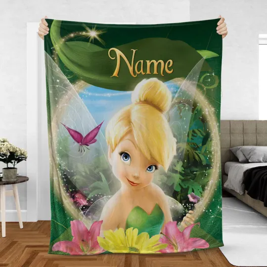 Custom Tinkerbell Blanket, Disney Tinkerbell Fairies Fleece Blanket
