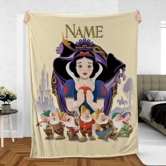 Custom Snow White Blanket, Disney Snow White And Seven Dwarfs Fleece Blanket