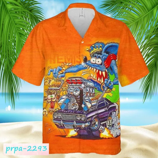 Discover Rat Fink Button Shirt Hot Rod Unisex Hawaiian Shirt, Ed Roth T Shirt Size S-5XL