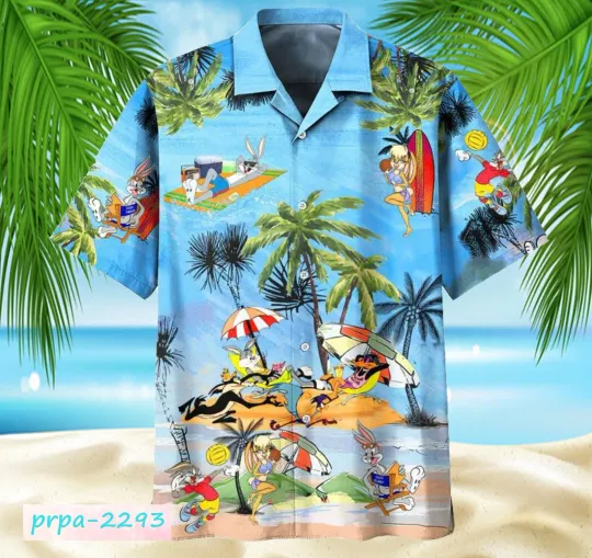 Looney Tunes Cartoon Characters Bugs And Lola Bunny Summer Time Hawaiian Shirt