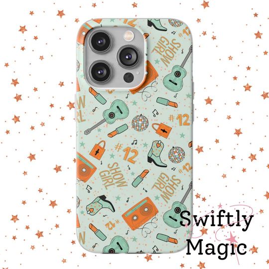 Discover Showgirl Phone Case | Showgirl Icons Phone Cover | Music Fan Gift | In My Showgirl Era Phone Protector | Mint Green iPhone Case | Cute Orange iPhone Case