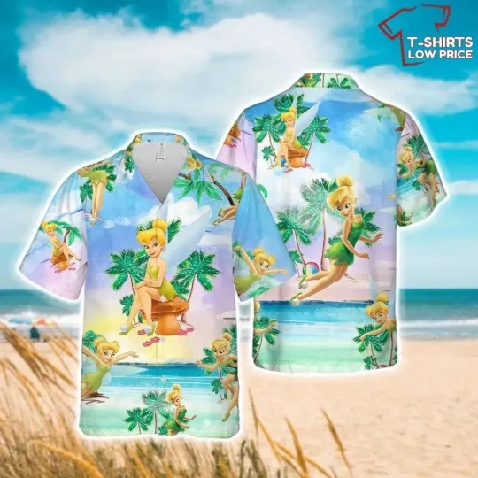 Tinker Bell Hawaiian Button Down Shirt