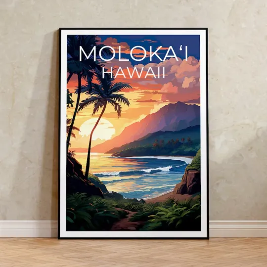Discover Moloka‘i Travel Poster, Hawaii Wall Art, Moloka‘i Poster, Premium Matte Vertical Poster