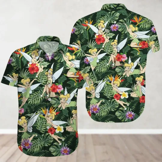 Tinker Bell Hawaiian Button Down Shirt