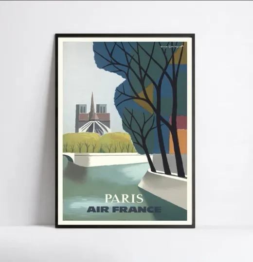 Discover Vintage Air France Airline Poster Vertical Matte Poster