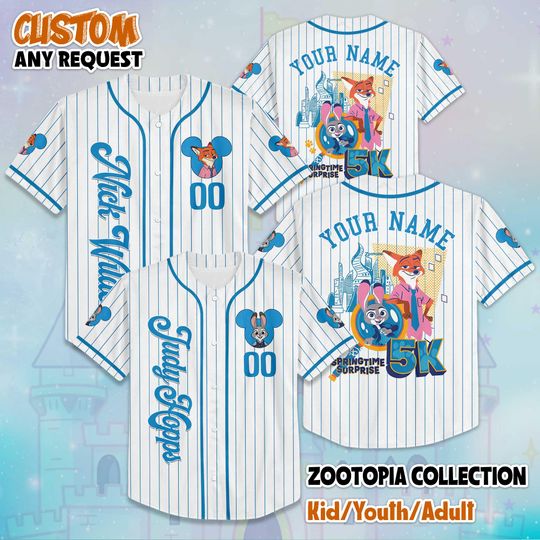Discover Custom  Judy Hopps Run Disney Baseball Jersey, Nick Judy 5K Run Jersey, Disney Race Weekend Shirt, Run Disney 2026 Challenge Gift Shirt