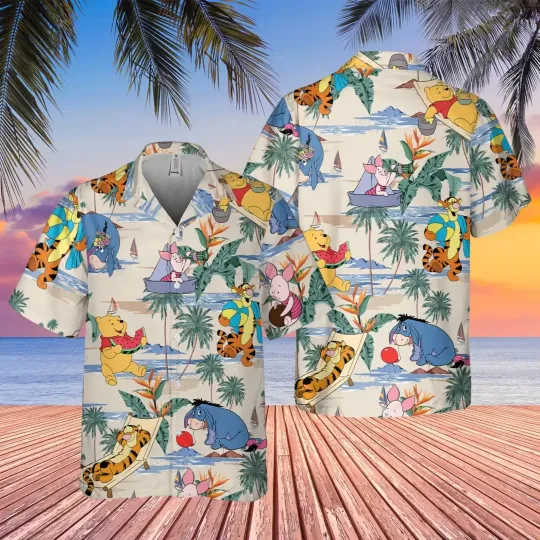 Discover Winnie The Pooh Hawaiian Button Down Shirt