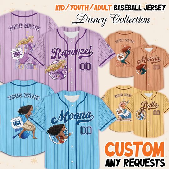Discover Custom Rundisney Princesses WDW Marathon Weekend Baseball Jersey, Custom Every Mile Is Magic Retro Jersey for Kid Youth Adult