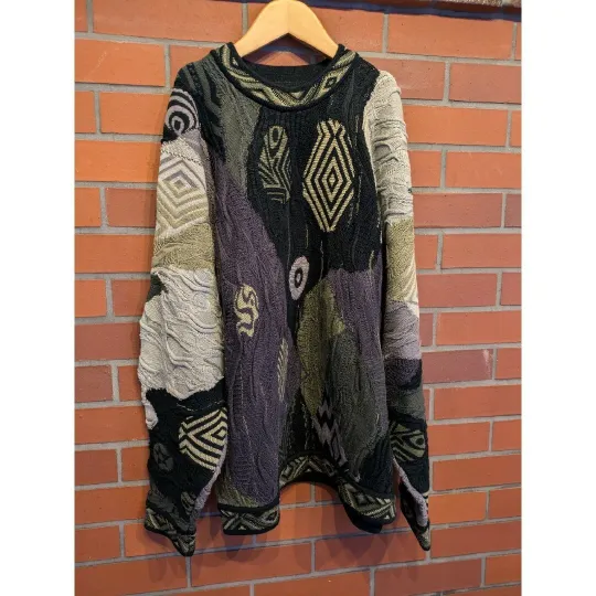 Discover Kiwami Coogi 3D Knit Sweater Black Used Clothes Y2K Fairy Grunge