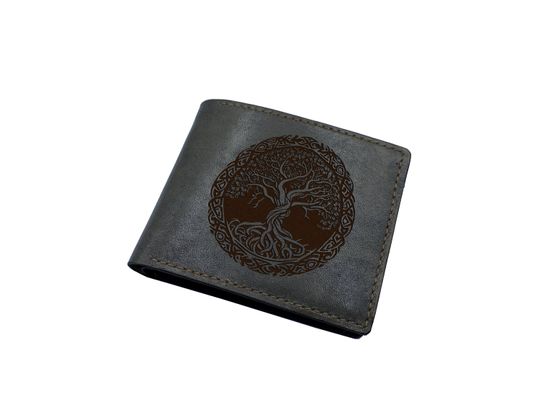 Discover Celtic Tree of Life Leather Wallet with Viking Pattern