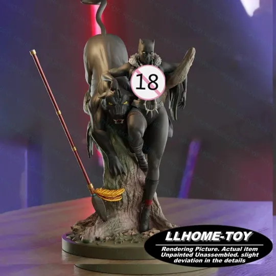 Discover 1/6 Black panther Lady NSFW Resin 3d Print Model kit Unpainted statue Figure