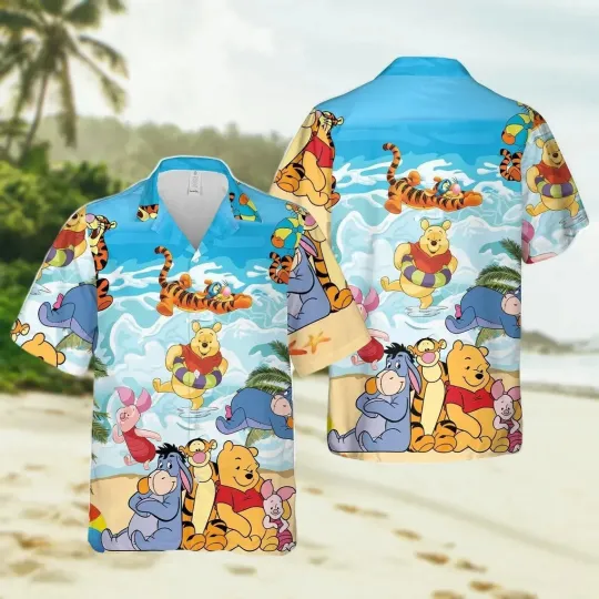 Discover Winnie The Pooh Hawaiian Button Down Shirt