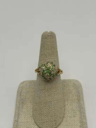 Discover Green Gold Tone Ring Size 6 Wicked Christmas Stunning Holiday Layered Tree Style