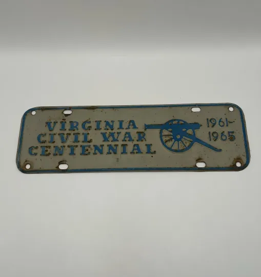 Discover 1961-1965 Virginia TOPPER License Plate VIRGINIA CIVIL WAR CENTENNIAL Cannon