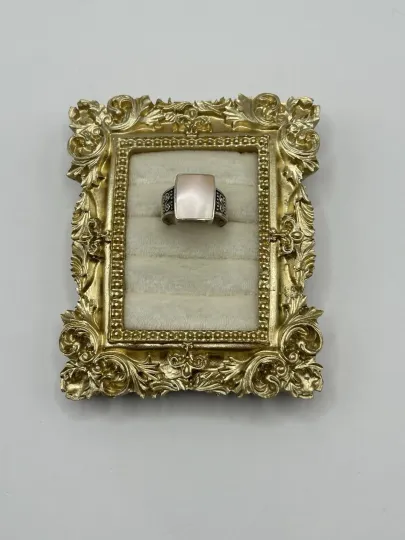 Discover Sterling Silver Size 7 Ring Pink Square Shell Inlay Statement Artisan Boho 925