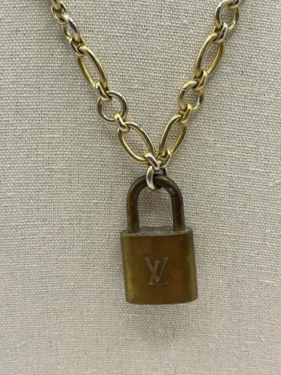 Discover Vintage Louis Vuitton Lock Lulu Frost Gold Tone Chain Necklace As Is No Key