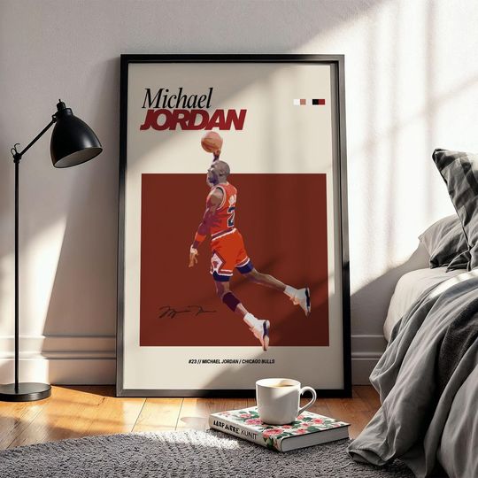Discover Michael Jordan Portrait Poster - NBA Basketball Wall Art - Chicago Legend Sports Decor - Athlete Room Artwork