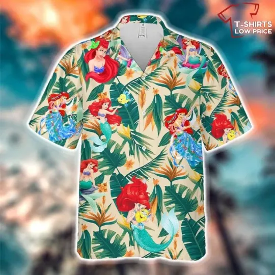 Little Mermaid Movie Hawaiian Button Down Shirt