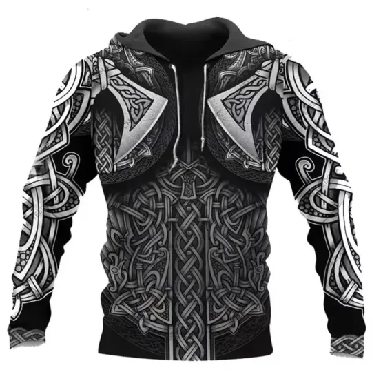 Discover Viking Warrior Battle Armor 3D Hoodie Jacket Men's Cosplay