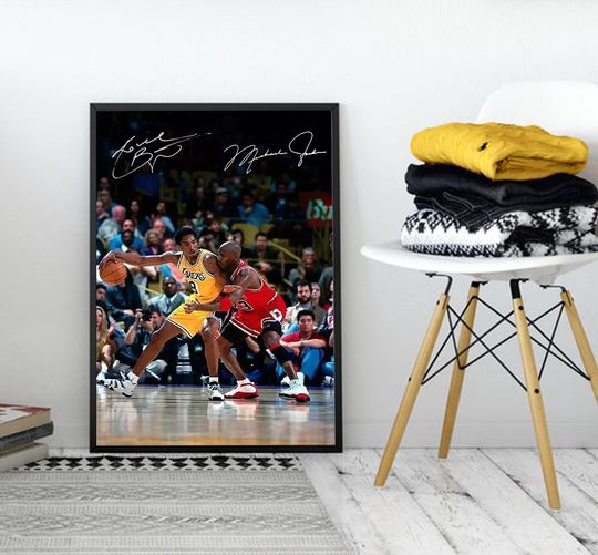 Discover Michael Jordan Guarding Kobe Bryant Poster, Sport Poster, Michael Jordan Poster, Kobe Bryant Poster, Basketball Poster, Decor Home, Gift Fan