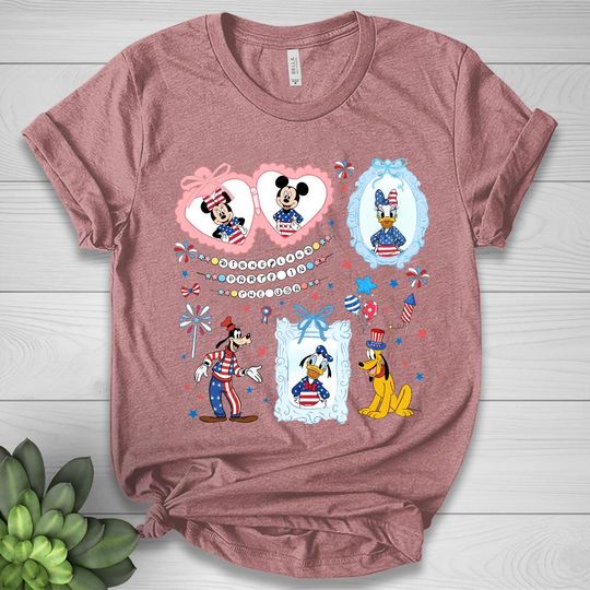 Discover Retro Coquette Bows Mickey and Friends Party in The USA Shirt, Disney Patriotic Shirt