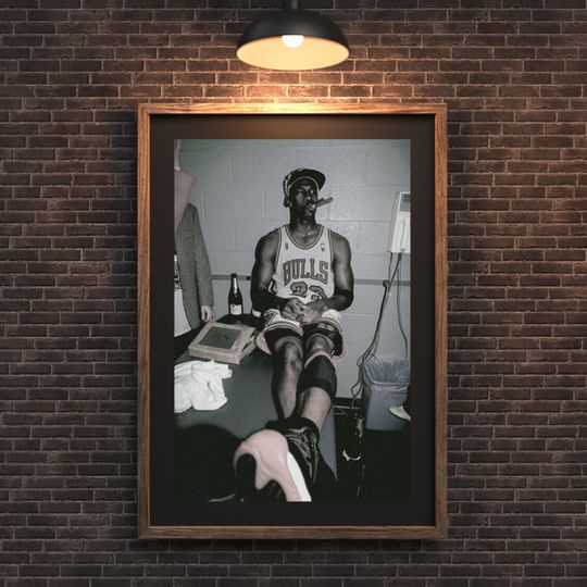 Michael Jordan Cigar Celebration Poster | NBA Champion Wall Art | Chicago Bulls #23 Poster