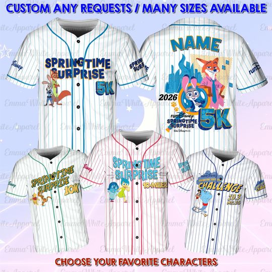 Discover runDisney 5K 10K 10 Miler Challenge Jersey, Disney Duos Nick Judy Pooh Tigger Joy Sadness Shirt, Spring Time Surprise Gift Shirt