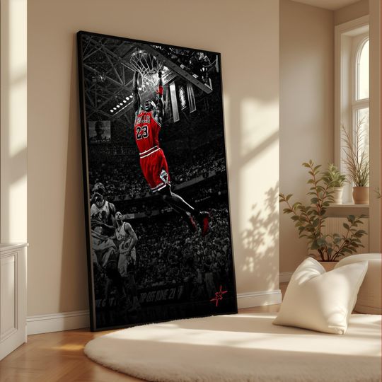 Michael Jordan Dunk Canvas, Bulls, NBA Sports Wall Art