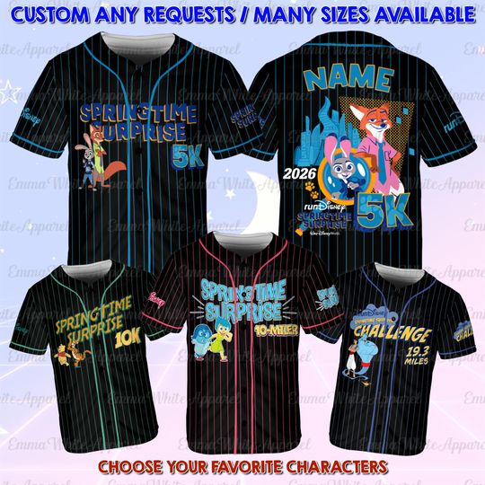 Discover runDisney 5K 10K 10 Miler Challenge Jersey, Disney Duos Nick Judy Pooh Tigger Joy Sadness Shirt, Spring Time Surprise Gift Shirt