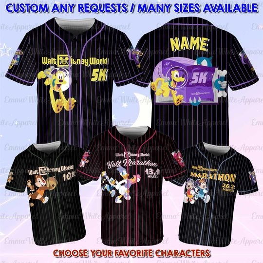 Discover Mickey And Friends Rundisney Baseball Jersey, Disney Mickey Friends Dopey Challenge Shirt, Goofys Race & A Half Challenge Shirt