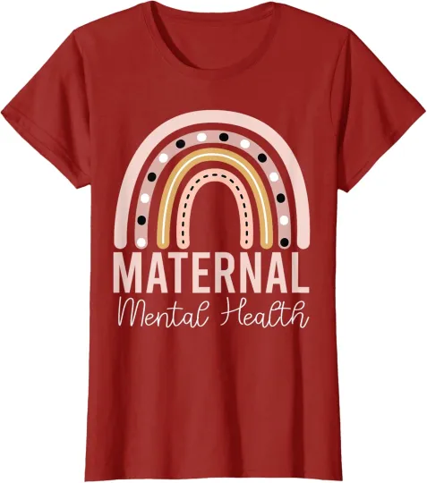Discover Maternal Mental Health Awareness Rainbow Pregnancy Ladies' Crewneck T-Shirt
