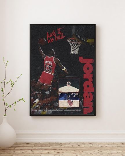 Discover Michael Jordan Chicago Bulls Vintage Basketball Poster | Wall Art for Man Cave & Sports Decor