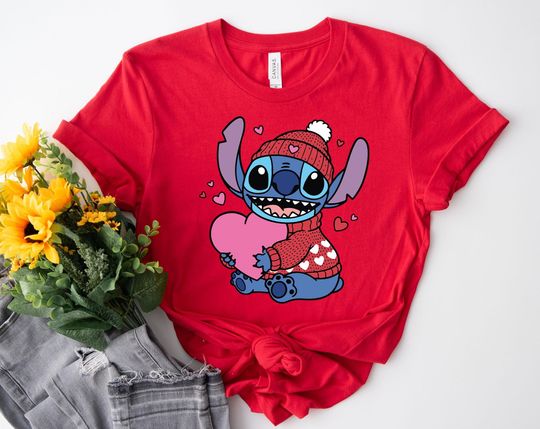 Discover Stitch Valentine's Day Shirt, Disney Love Sweater, Lilo And Stitch Shirt, Disneyland Xoxo T-Shirt, Stitch Love Candy Shirt AXKQ15