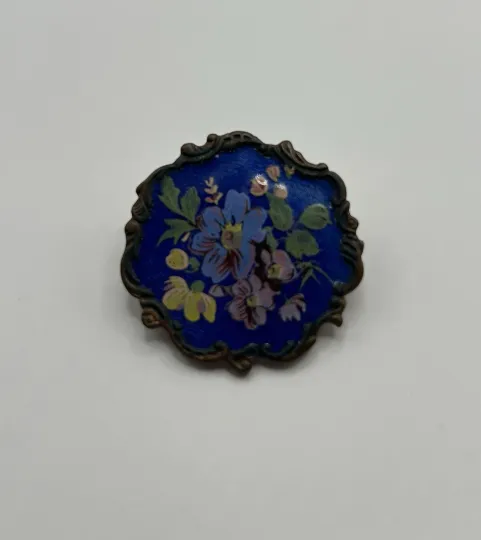 Discover Vintage Brooch Flowers Enamel Art Nouveau Floral Blue Pin Leaves Jewelry Classic