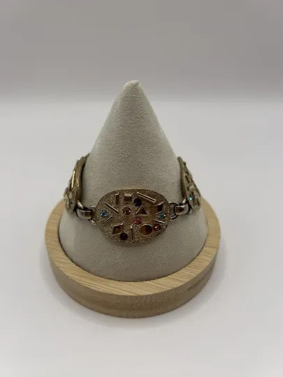 Discover VINTAGE SARAH COVENTRY bracelet Sultana panel rhinestone 7" signed Gold Tone