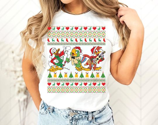 Discover Vintage Disney The Three Caballeros Ugly Sweater Christmas Shirt, Disney Margaritas Por Favor Shirt, Disney Christmas Matching Shirts AXIW19