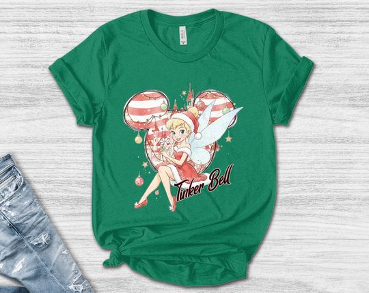 Discover Disney Tinkerbell Christmas Shirt, Disney Fairy Christmas Shirt, Minnie Tinkerbell Shirt, Tinkerbell Magical Castle Christmas Shirt AXKA16