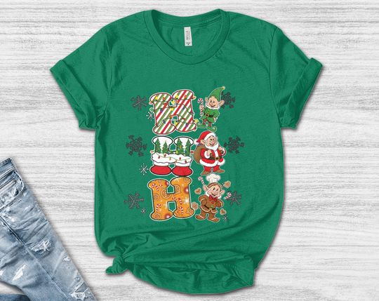 Discover Disney Dopey Dwarf Christmas Shirt, Ho Ho Ho Dopey Dwarf Xmas Shirt, Snow Whie Friends Grumpy Xmas Tee, Family Matching Xmas Tee AXIS14
