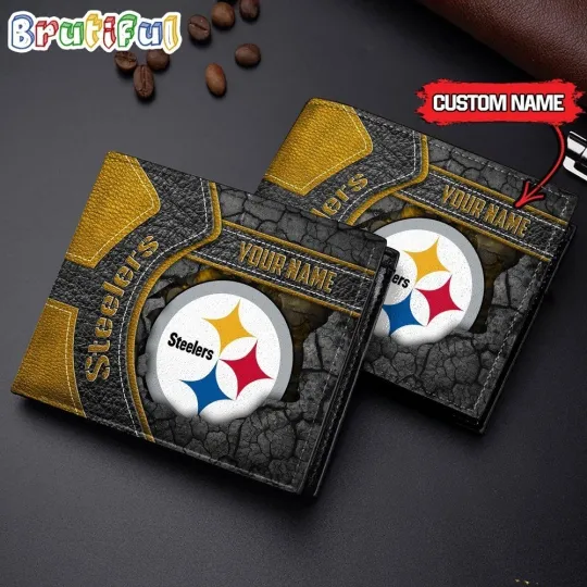 Discover Personalized Pittsburgh Football Steelerss Team Men's Leather Wallet Gift