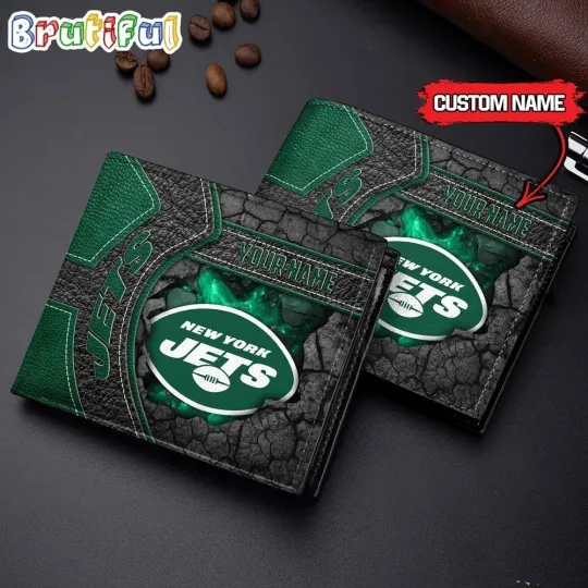 Discover Personalized New York Football Jetss Team Men's Leather Wallet Gift For Him