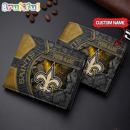 Discover Personalized New Orleans Football Saintss Team Men's Leather Wallet Gift For Him